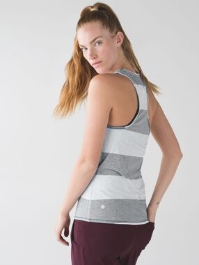 Lululemon Superb Tank Bold Stripe Heathered Medium Grey Heathered Angel White